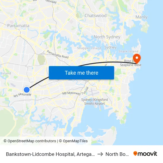 Bankstown-Lidcombe Hospital, Artegall St to North Bondi map