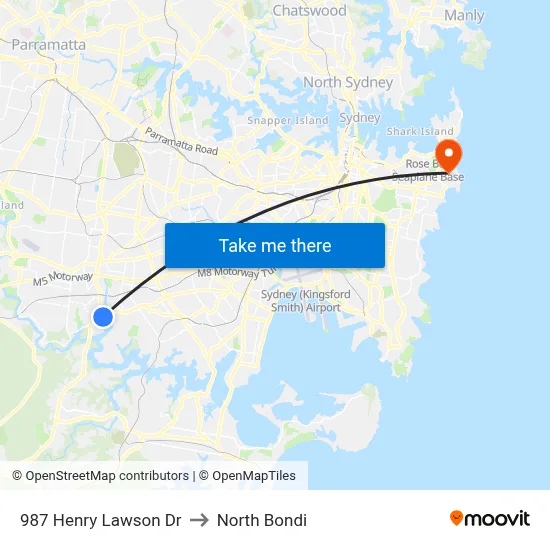 987 Henry Lawson Dr to North Bondi map