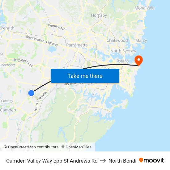 Camden Valley Way opp St Andrews Rd to North Bondi map