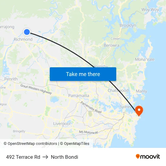 492 Terrace Rd to North Bondi map