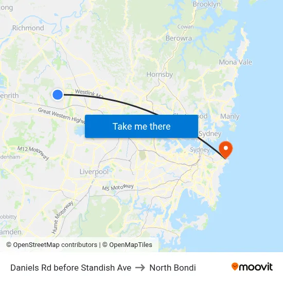 Daniels Rd before Standish Ave to North Bondi map