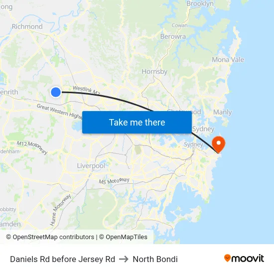 Daniels Rd before Jersey Rd to North Bondi map
