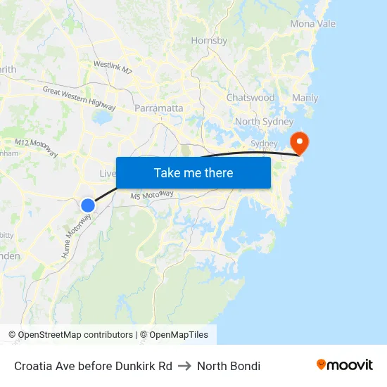 Croatia Ave before Dunkirk Rd to North Bondi map
