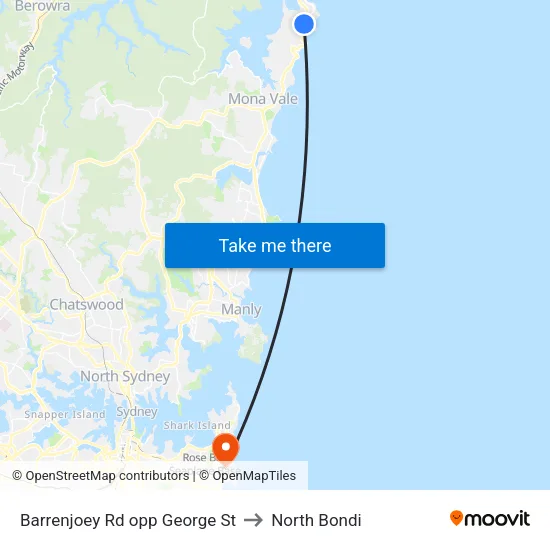 Barrenjoey Rd opp George St to North Bondi map