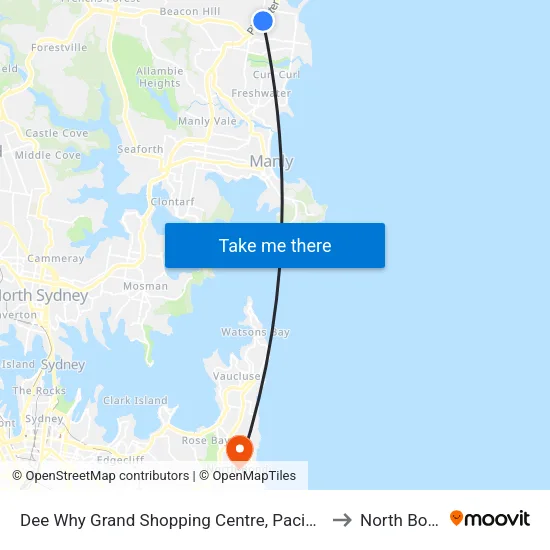 Dee Why Grand Shopping Centre, Pacific Pde to North Bondi map
