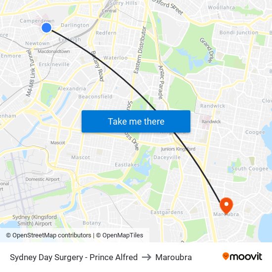 Sydney Day Surgery - Prince Alfred to Maroubra map