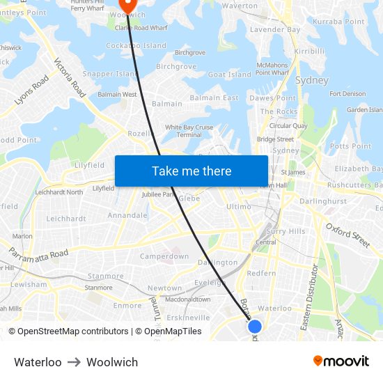 Waterloo to Woolwich map