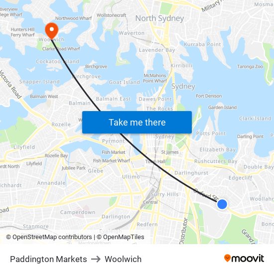 Paddington Markets to Woolwich map