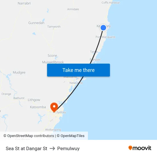 Sea St at Dangar St to Pemulwuy map