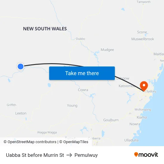 Uabba St before Murrin St to Pemulwuy map