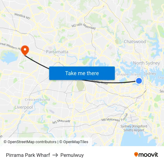 Pirrama Park Wharf to Pemulwuy map