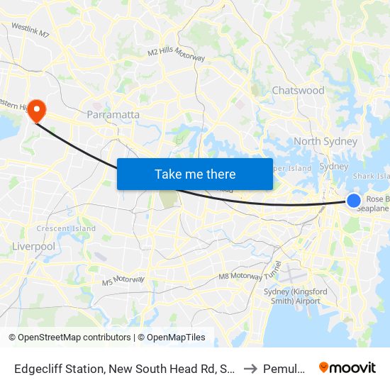 Edgecliff Station, New South Head Rd, Stand P to Pemulwuy map