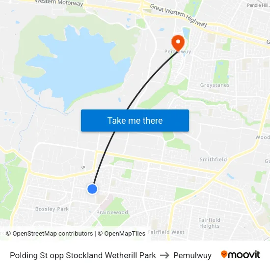 Polding St opp Stockland Wetherill Park to Pemulwuy map