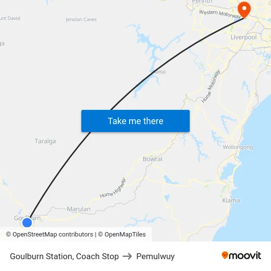 Goulburn Station, Coach Stop to Pemulwuy map