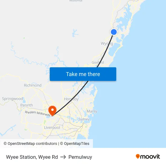 Wyee Station, Wyee Rd to Pemulwuy map