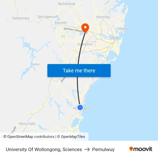 University Of Wollongong, Sciences to Pemulwuy map