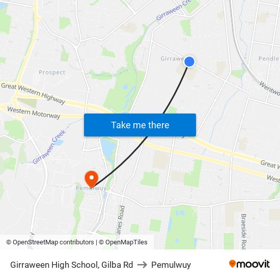 Girraween High School, Gilba Rd to Pemulwuy map
