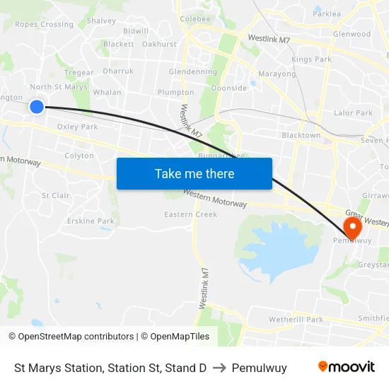 St Marys Station, Station St, Stand D to Pemulwuy map