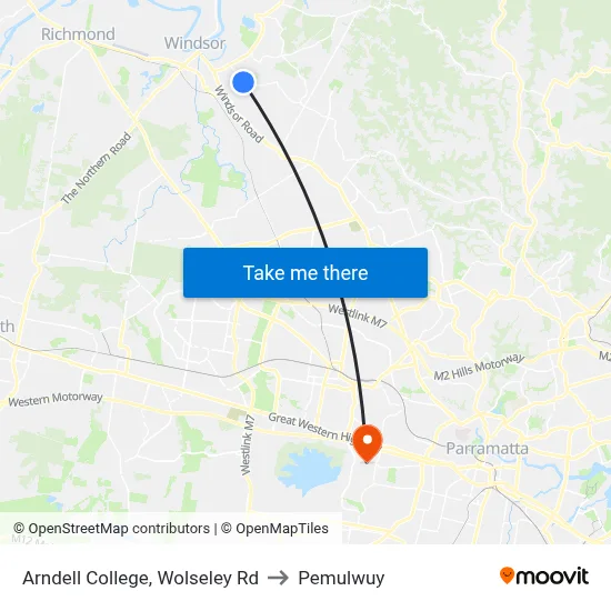 Arndell College, Wolseley Rd to Pemulwuy map
