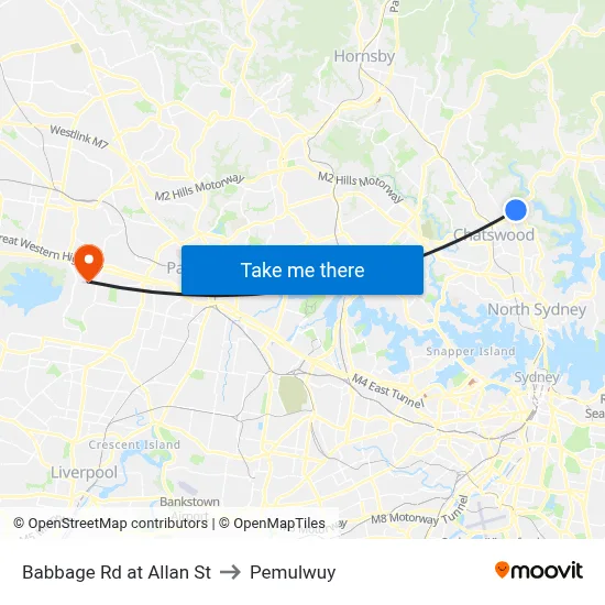 Babbage Rd at Allan St to Pemulwuy map