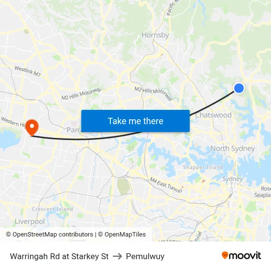 Warringah Rd at Starkey St to Pemulwuy map
