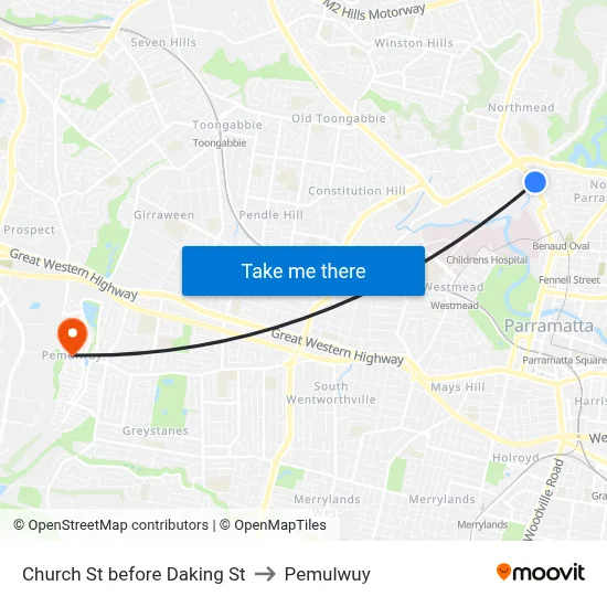 Church St before Daking St to Pemulwuy map