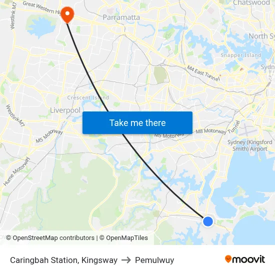 Caringbah Station, Kingsway to Pemulwuy map