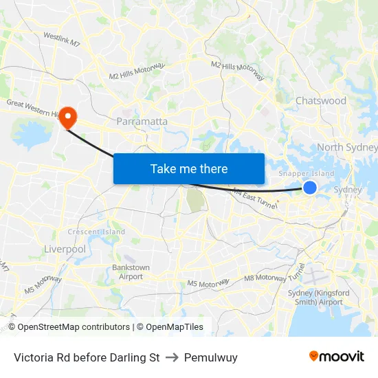 Victoria Rd before Darling St to Pemulwuy map