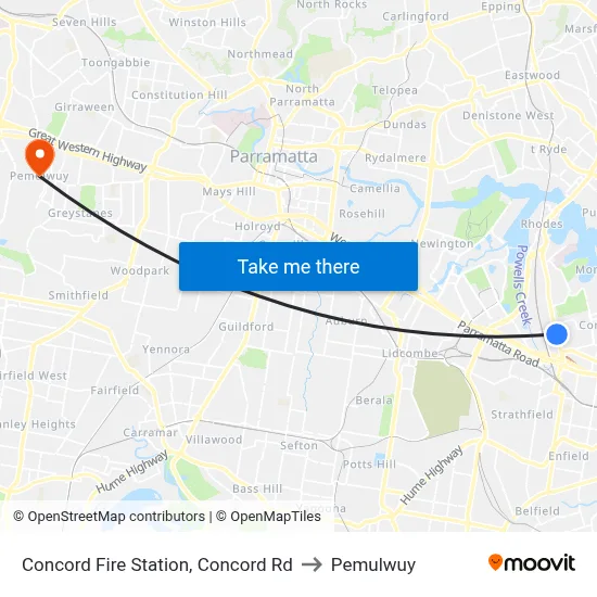 Concord Fire Station, Concord Rd to Pemulwuy map