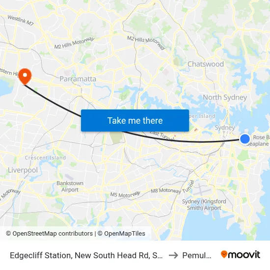 Edgecliff Station, New South Head Rd, Stand N to Pemulwuy map