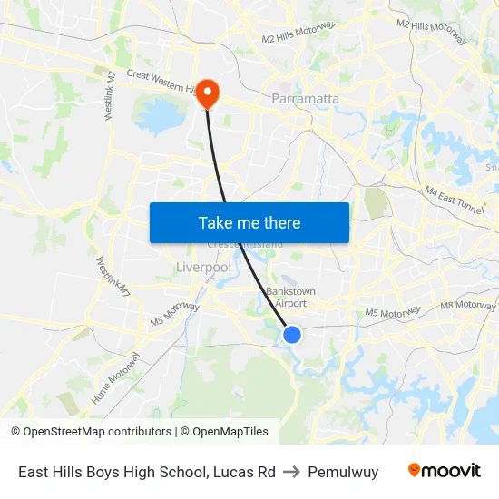 East Hills Boys High School, Lucas Rd to Pemulwuy map