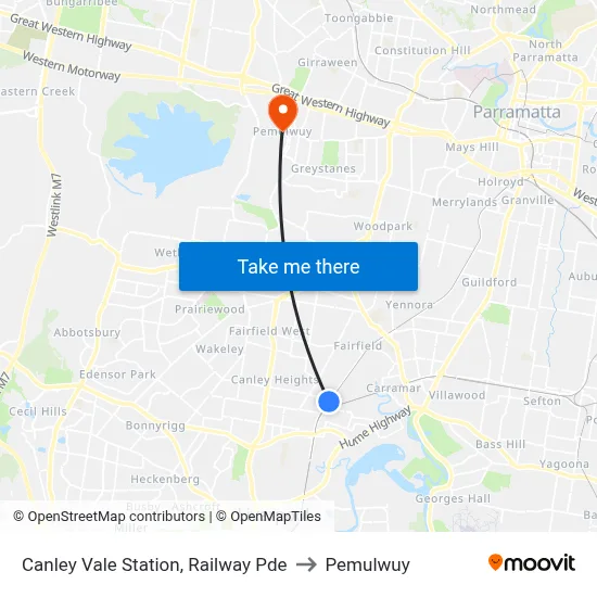Canley Vale Station, Railway Pde to Pemulwuy map