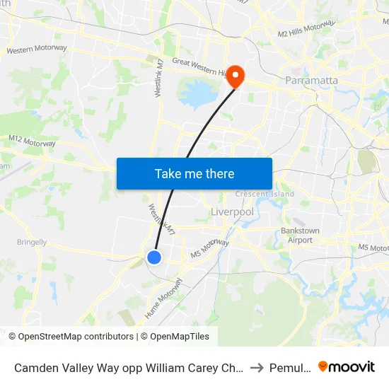 Camden Valley Way opp William Carey Christian School to Pemulwuy map