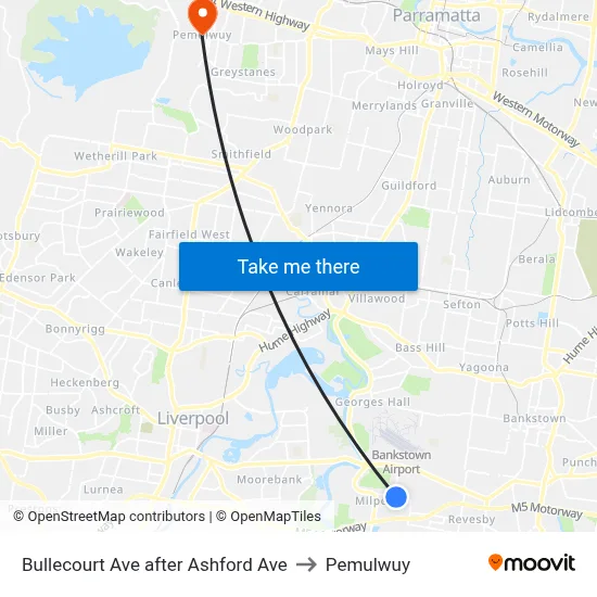 Bullecourt Ave after Ashford Ave to Pemulwuy map
