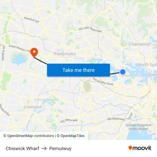 Chiswick Wharf to Pemulwuy map