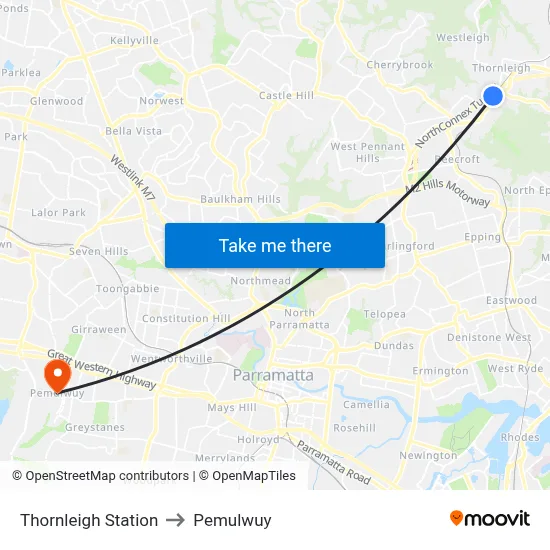 Thornleigh Station to Pemulwuy map
