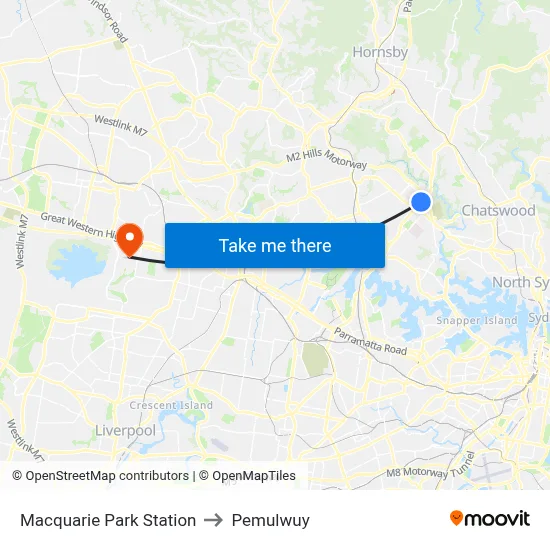 Macquarie Park Station to Pemulwuy map