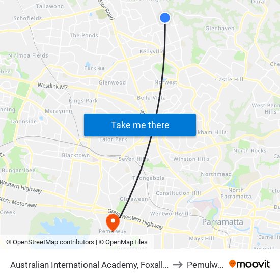 Australian International Academy, Foxall Rd to Pemulwuy map