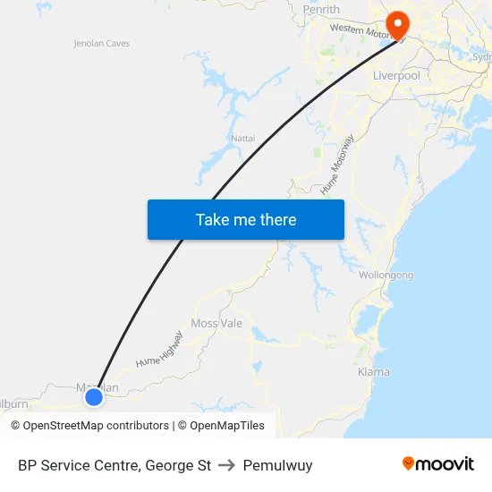 BP Service Centre, George St to Pemulwuy map