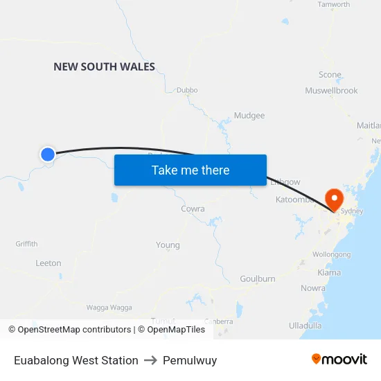 Euabalong West Station to Pemulwuy map
