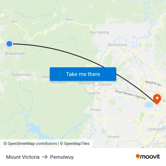 Mount Victoria to Pemulwuy map