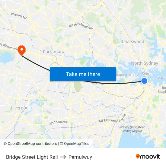 Bridge Street Light Rail to Pemulwuy map
