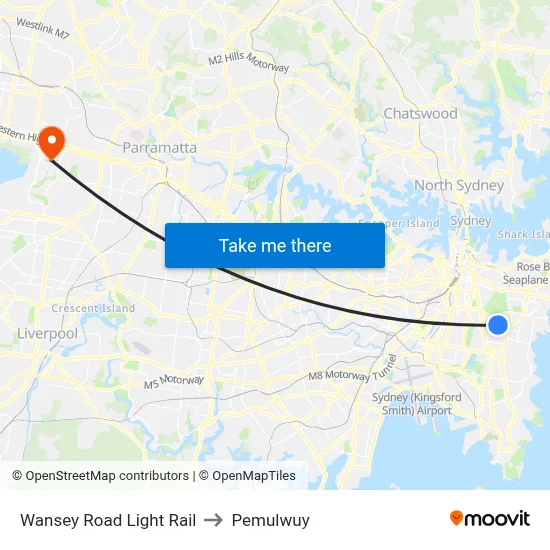 Wansey Road Light Rail to Pemulwuy map