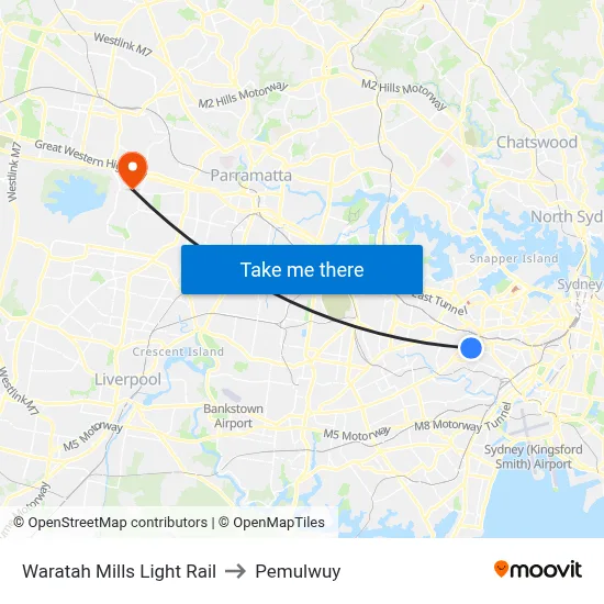 Waratah Mills Light Rail to Pemulwuy map