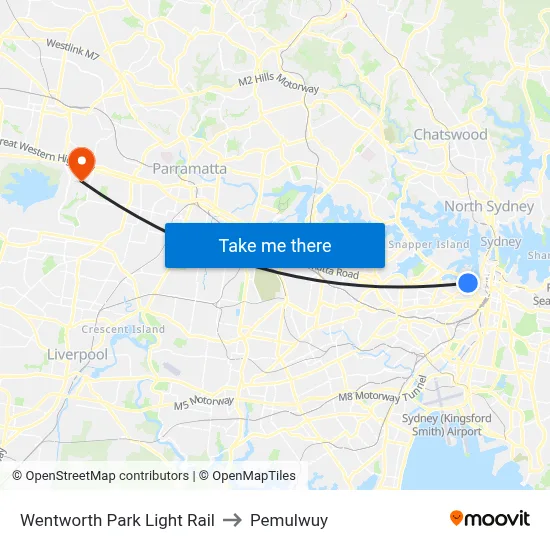Wentworth Park Light Rail to Pemulwuy map