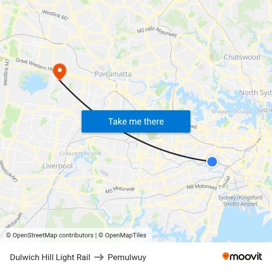 Dulwich Hill Light Rail to Pemulwuy map