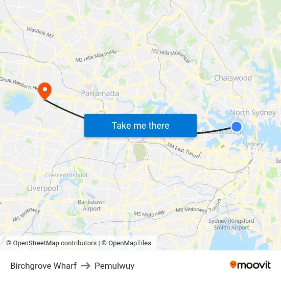 Birchgrove Wharf to Pemulwuy map