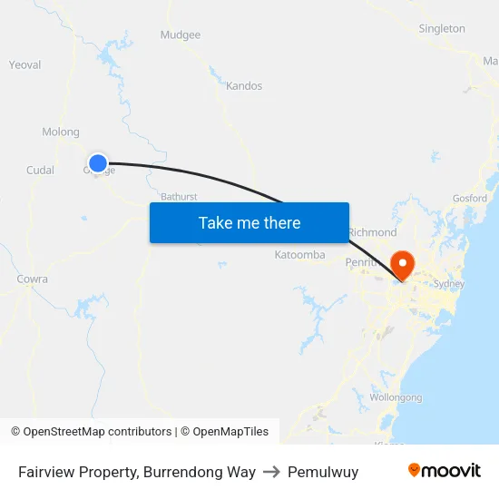 Fairview Property, Burrendong Way to Pemulwuy map