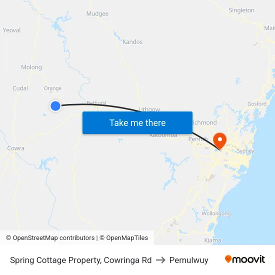Spring Cottage Property, Cowringa Rd to Pemulwuy map