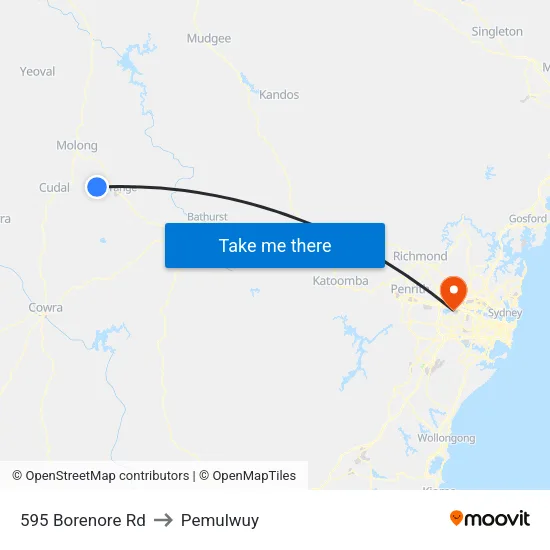 595 Borenore Rd to Pemulwuy map
